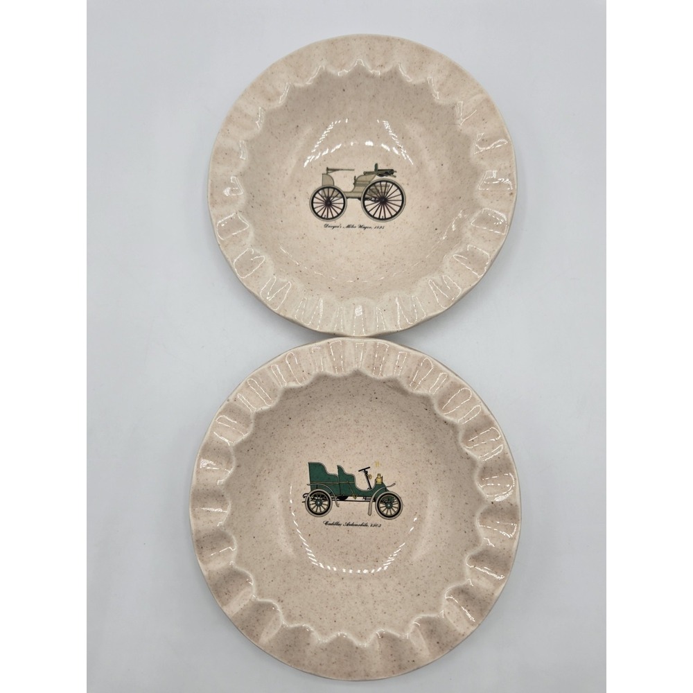 Vintage Royal China Automobile Ashtrays Set‎ of 2 Made in USA Speckled Stoneware